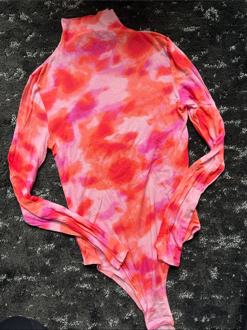 Leith Pink & Orange Tie-Dye Long Sleeve Bodysuit
